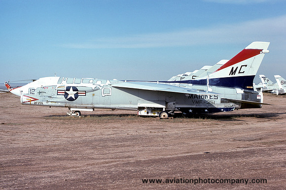 US Marines VMF-351 Chance F-8K Crusader 147034/MC-12 at MASDC Davis Monthan (1975)