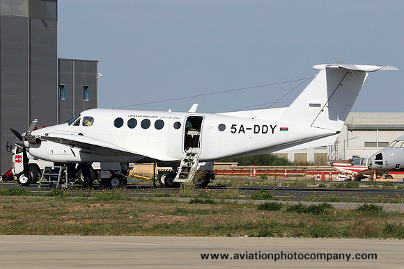 Libyan Air Ambulance Beech 200C Super King Air 5A-DDY at Malta Luqa IAP (2023)