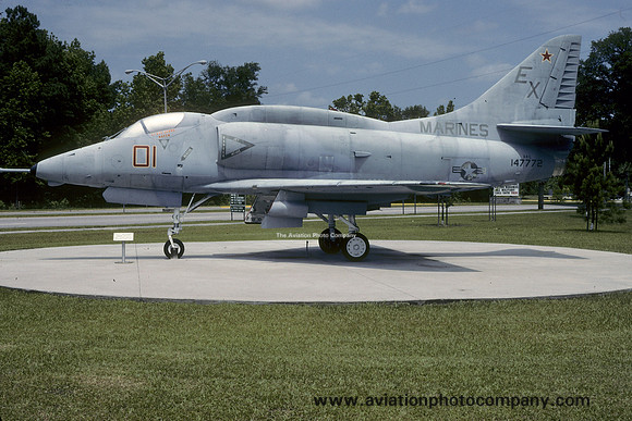 US Marines Douglas A-4L Skyhawk 147772 displayed at MCAS Beaufort (1991)