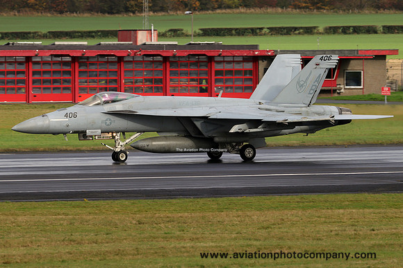 US Navy VFA-136 Boeing F/A-18E Super Hornet 166825/AB-406 at Prestwick (2024)