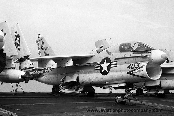 US Navy VA-86 LTV A-7E Corsair 159308/AJ-403 on USS Nimitz (1975)