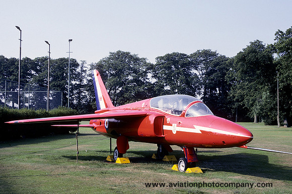 RAF Red Arrows Folland Gnat T.1 XM693 displayed at Hamble (1985)