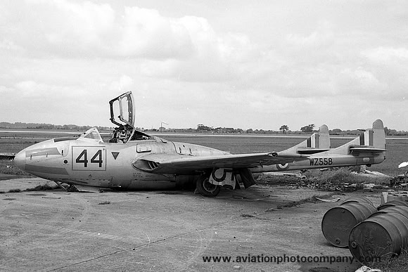 RAF De Havilland Vampire T.11 WZ558 at RAF Church Fenton (1965)