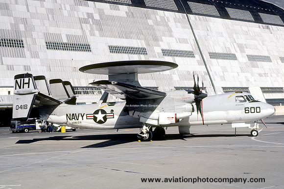 US Navy VAW-124 Grumman E-2C Hawkeye 160418/NH-600 at NAS Moffett Field (1980)