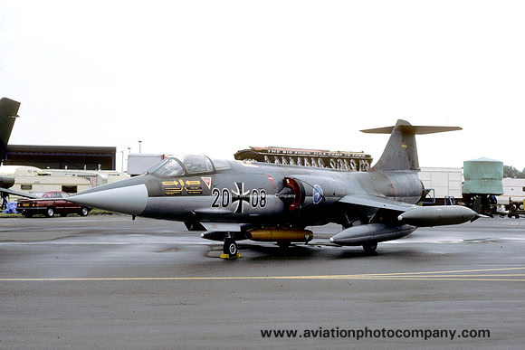 German Air Force EST61 Lockheed F-104G Starfighter 20+08 at IAT Fairford (1987)