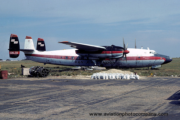 Dan Air Airspeed Ambassador G-ALZO stored at Lasham (1976)