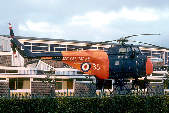Royal Navy Westland Whirlwind HAS.7 XL836 displayed at Fleetlands (1976)