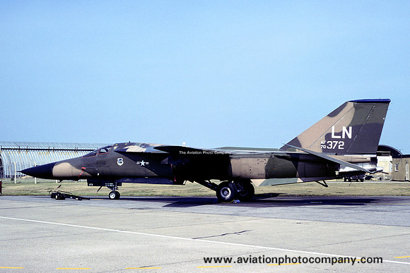 USAF 48 TFW 492 TFS GD F-111F Aardvark 70-2372/LN at RAF Lakenheath (1980)