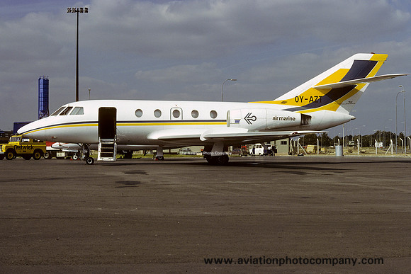 Air Marine Dassault Falcon 20C OY-AZT at Gatwick (1979)