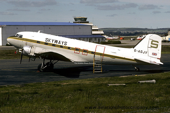 Skyways Douglas C-47A G-AGJV at Aberdeen (1978)