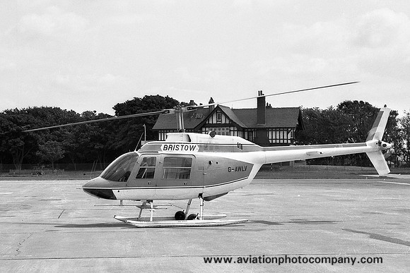 Bristow Helicopters Agusta-Bell 206B JetRanger II G-AWLV at Prestwick (1969)