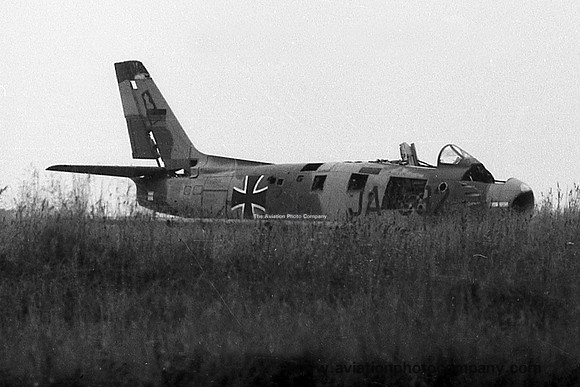 West German Air Force JG71 Canadair CL-13 Sabre Mk6 JA+332 stored at Buchel (1972)