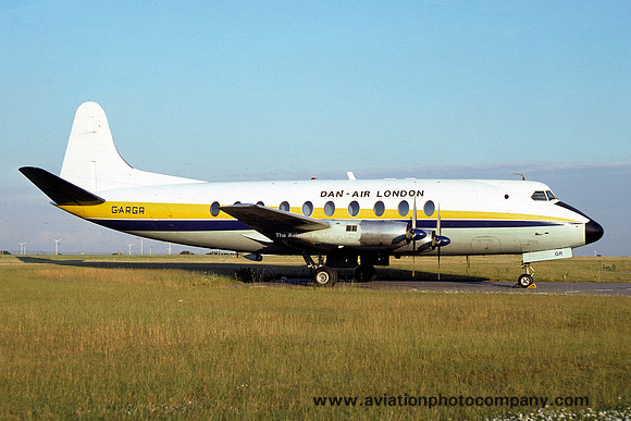 Dan Air Vickers Viscount G-ARGR at East Midlands (1977)