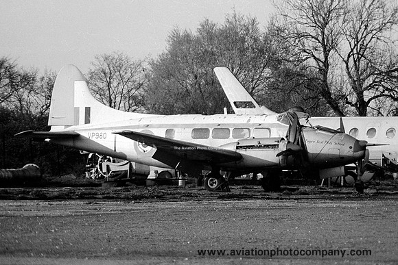Ex ETPS De Havilland Devon C.1 VP980 stored at Stansted (1971)
