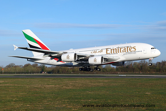 Emirates Airbus A380-842 A6-EUX at Manchester (2024)