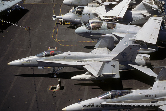 US Navy VFA-87 McDonnell Douglas F/A-18C Hornet 164644/AJ-406 on board USS Enterprise (2001)