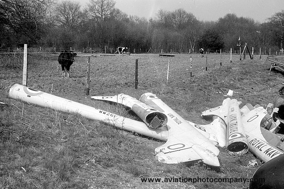 Royal Navy De Havilland Sea Venom FAW.21 tail booms at Lasham