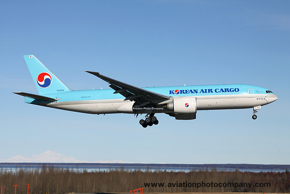 Korean Air Cargo Boeing 777-200F HL8005 at Anchorage (2016)
