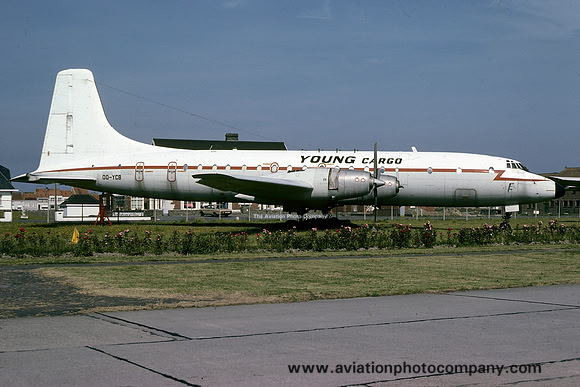 Young Cargo Bristol 175 Britannia 253 OO-YCB displayed at Ostend (1978)