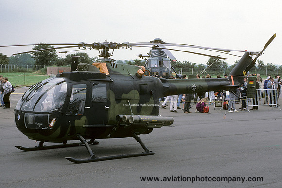 German Army HFVS Bolkow Bo105P 88+05 at IAT Fairford (1987)