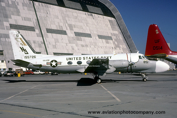 US Navy VA-128 Grumman TC-4C Academe 155726/NJ-581 at NAS Moffett Field (1980)