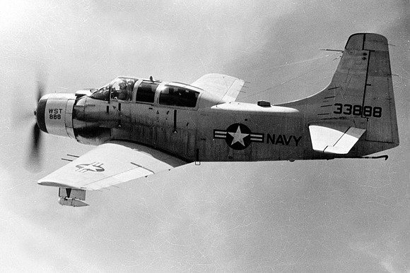 US Navy NATC Douglas A-1E Skyraider 133888 Air to Air