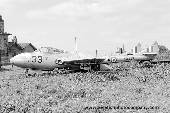 RAF De Havilland Vampire T.11 XD447 at the Lincolnshire Aviation Museum (1973)