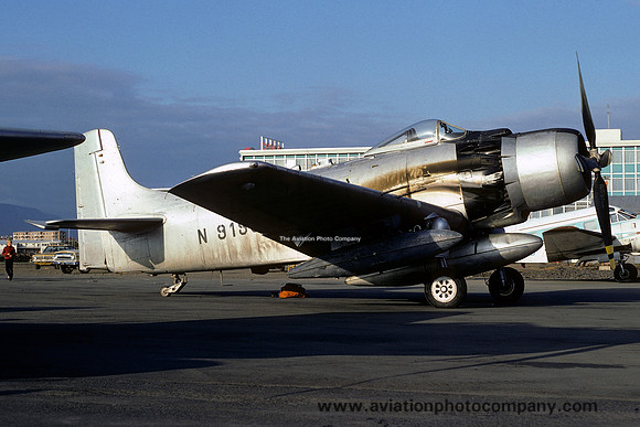 Ex French Air Force Douglas A-1E Skyraider N91935 at Reykjavik (1977)