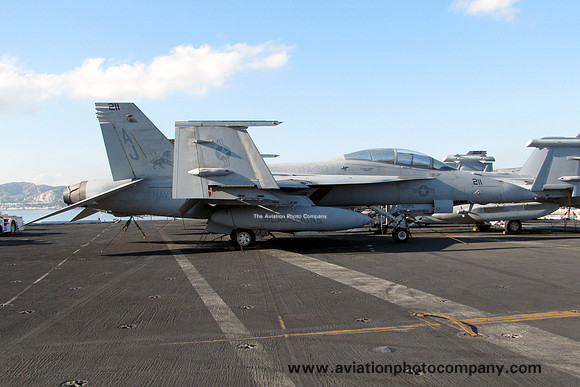 US Navy VFA-213 McDonnell Douglas F/A-18F Super Hornet 166637/AJ-211 on board USS George HW Bush (2011)
