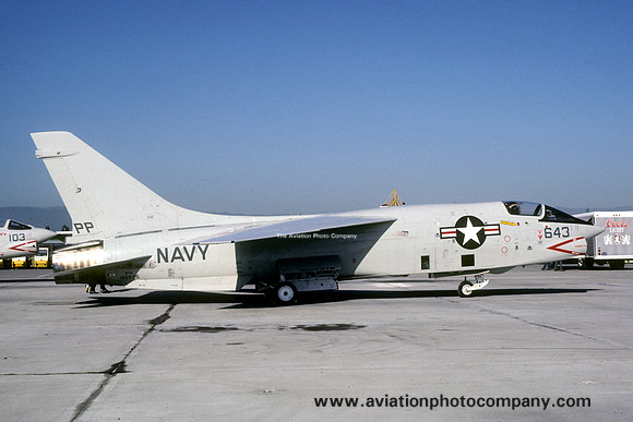 US Navy VFP-63 Chance RF-8G Crusader 145625/PP-643 at NAS Moffett Field (1980)