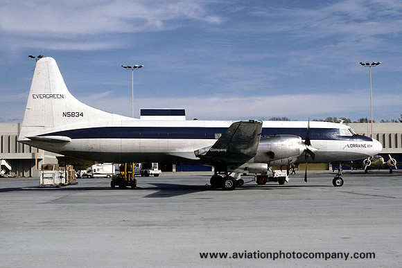 Evergreen International Airlines Convair 580 N5834 at Atlanta IAP (1977)