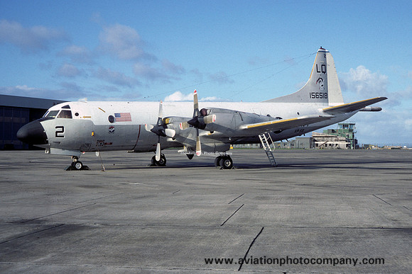 US Navy VP-56 Lockheed P-3C Orion 156518/LQ-2 at RAF St Mawgan (1985)