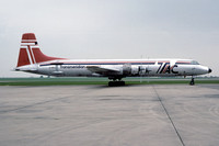 Transmeridian Air Cargo Canadair CL-44D4-2 G-AZKJ at East Midlands (1978)
