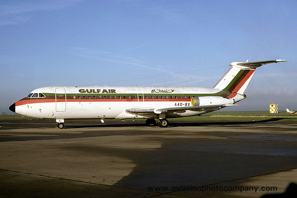 Gulf Air BAC-111 A4O-BX at East Midlands (1977)