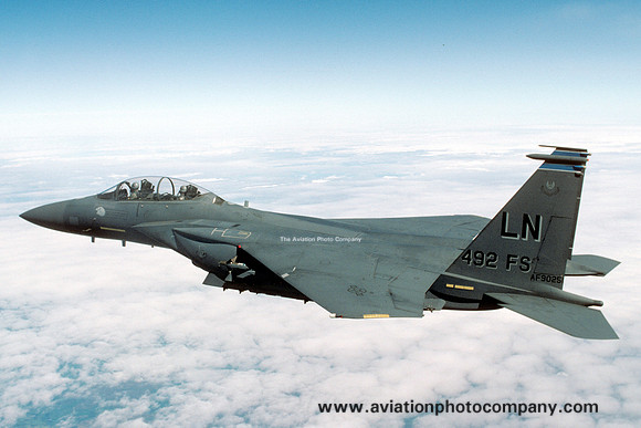 USAF 48 FW 492 FS McDonnell Douglas F-15E Strike Eagle 90-0251/LN Air to Air (1994)