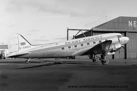 Derby Airways Douglas C-47B G-AMSX at Newcastle Woolsington (1960)